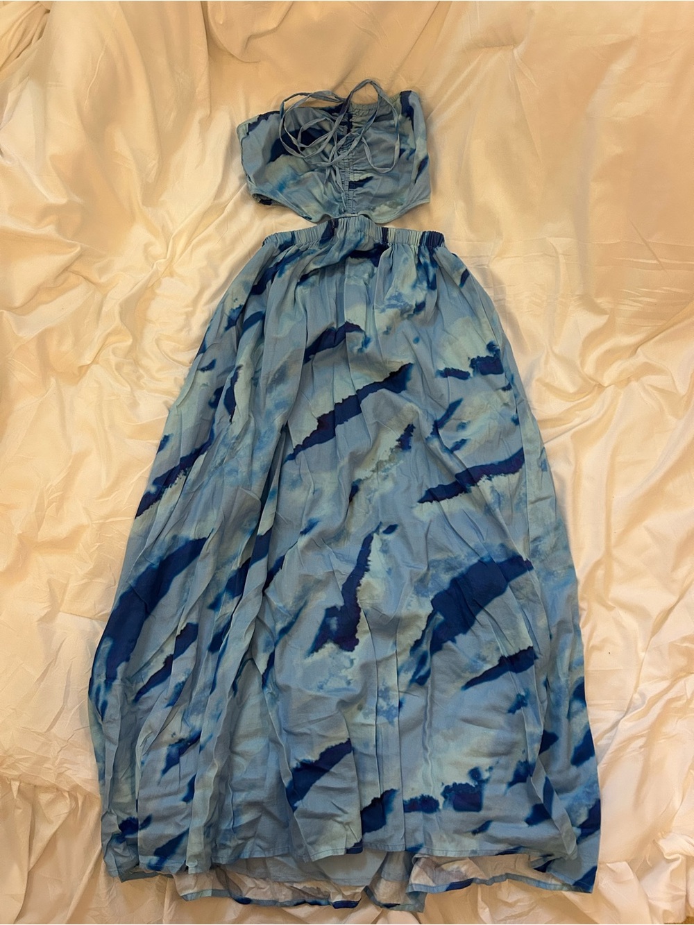 Blue Tie-Dye Maxi Dress